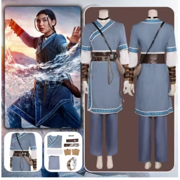 Avatar Katara Cosplay Costume Set with Accessories - Picture 2 of 2